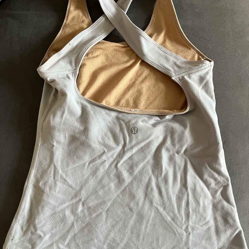 lululemon athletica grey/ White Racerback Tank with Cream Lining